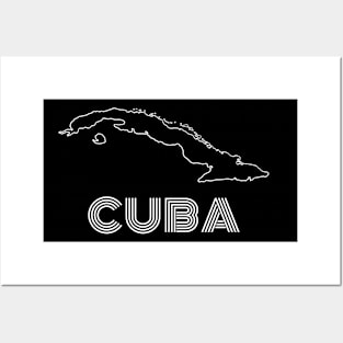 Cuba Map Outline Travel Tourism Posters and Art